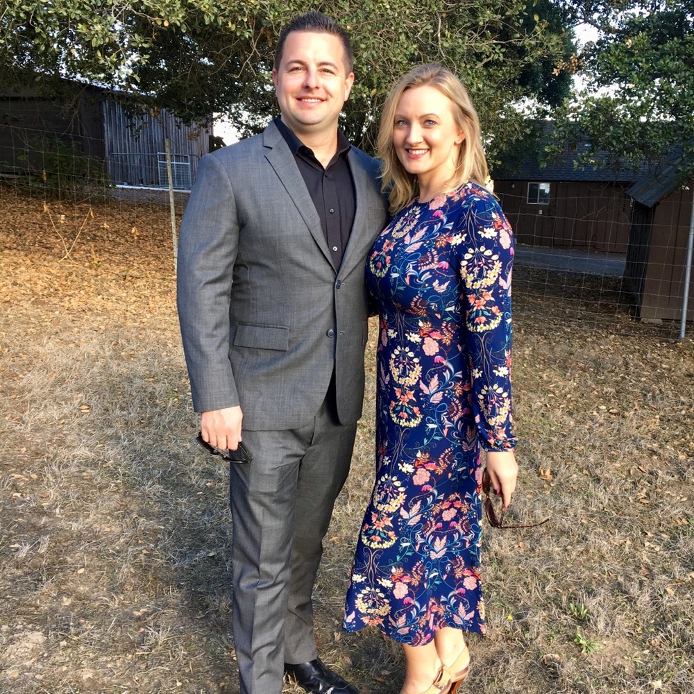 Floral, long sleeve midi dress
